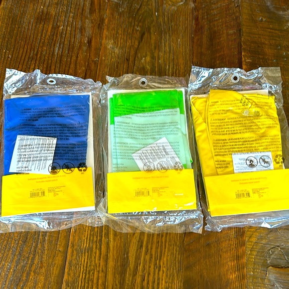 Lot of 3 inflatable swim tubes.  Blue / Green / Yellow striped round tubes. - Picture 2 of 5